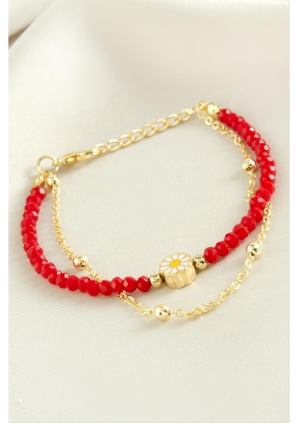 Papatya Zincir Kristal Bileklik