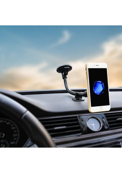 Güçlü Vantuzlu Mıknatıslı Uzun Kollu Araç Telefon Tutucu ((360° Tasarım + Anti-Sabitleyici Tabanı))