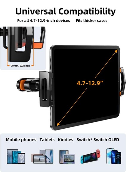 Araç Araba Arka Koltuk Tablet Telefon Tutucu 360° Dönüş| Suv Kamyon Otomobil Uyumlu | Kolay Kurulum fırsatları