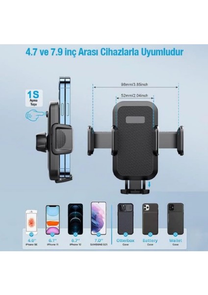 Araba,araç Içi Vantuzlu Şarj Girişli Araç Telefon Tutacağı Torpido Üst Uzayabilen Telefon Tutucusu modelleri