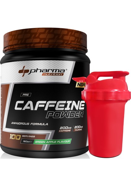 Caffeine 200 Mg Taurine 200 Mg 100 Servis 150 gr Yeşil Elma Aromalı Kafein Shaker Hediyeli
