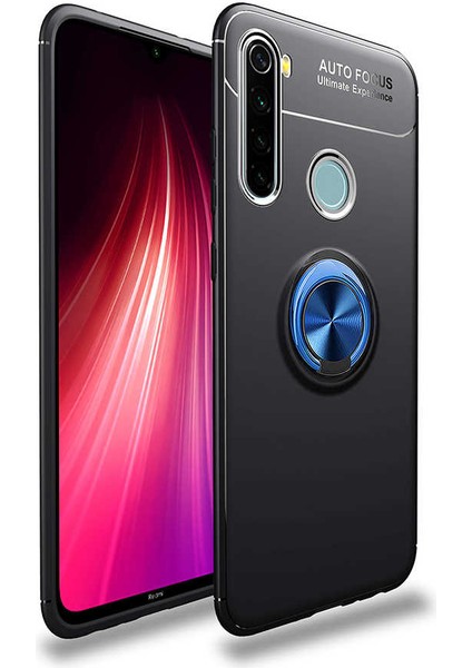 Xiaomi Redmi Note 8 Kılıf Siyah-Mavi Draco Yüzüklü Silikon Orijinal Esnek Ince Geliştirilmiş Dayanıklı Darbe Karşıtı Koruyucu Yeni Nesil Tasarım (Xiaomi Redmi Note 8, Siyah-Mavi)