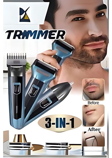 3in1 Tıraş Makinesi Set | Saç Sakal Kesme Makinesi | Tüm Vücut Erkek Bakım Tıraş Makinesi