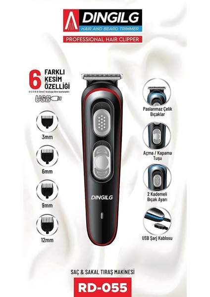 UltraNova USB Şarjlı Çok Fonksiyonlu Vücut ve Sakal Tıraş Makinesi Seti Siyah
