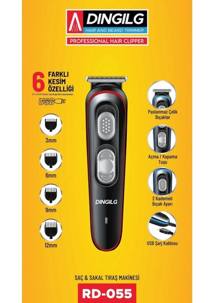 UltraNova USB Şarjlı Çok Fonksiyonlu Vücut ve Sakal Tıraş Makinesi Seti Siyah