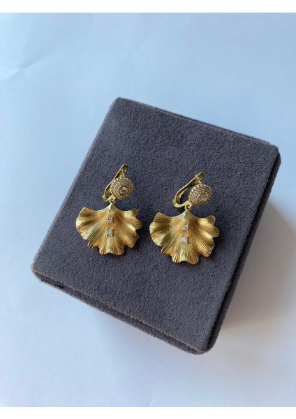 Özel Seri Xuping Yaprak Taşlı Gold Küpe