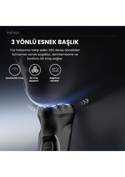 UltraNova Kavisli çift yönlü şarjlı tıraş makinesi, kuru kullanım, sakal şekillendirme için ideal
