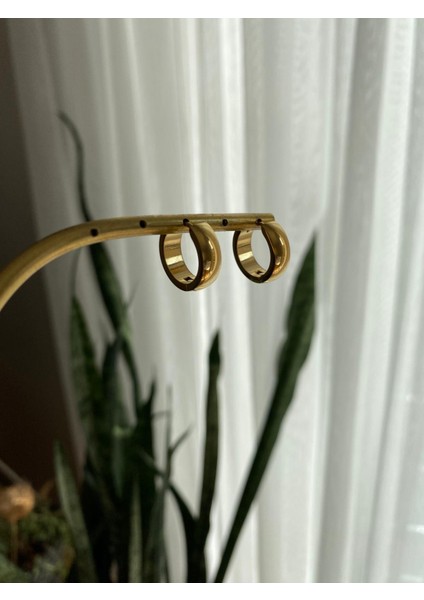 Gold Minimal Halka Çelik Küpe