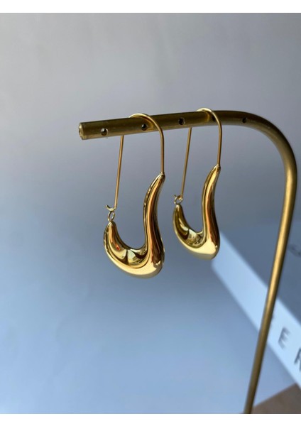 Toplu Iğne Model Çelik Gold Küpe