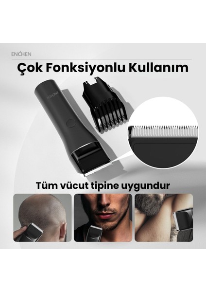 UltraNova Siyah Taşınabilir Kablosuz Saç Kesim Makinesi, Pratik ve Şık Tasarım
