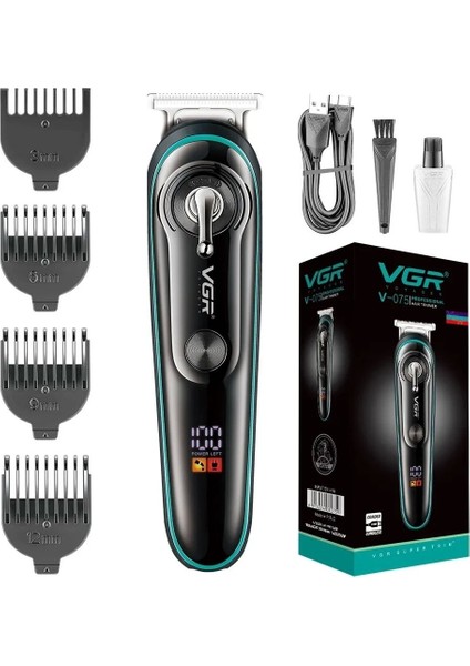 UltraNova Vg V-075 T Bıçak Sıfı Kesim LCD Ekran Şarjlı Tıraş Makinesi Siyah