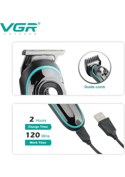 UltraNova Vg V-075 T Bıçak Sıfı Kesim LCD Ekran Şarjlı Tıraş Makinesi Siyah