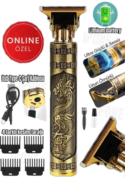 Çelik Kasa Profesyonel Saç Sakal Ense Çizim Tüm Vücut Tüyü Lazer Öncesi Tıraş Makinesi 1 Adet
