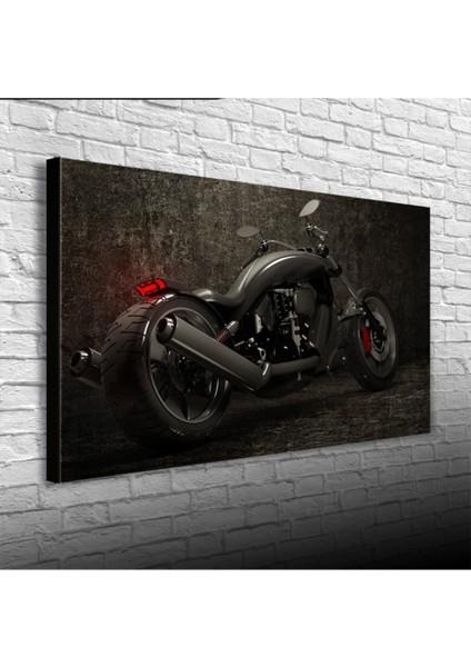 Siyah Motorsiklet Canvas Tablo (60X120)