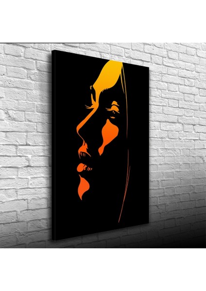Kadın Silueti, Siyah Turuncu Tonlarda, Kanvas Tablo 50 x 70