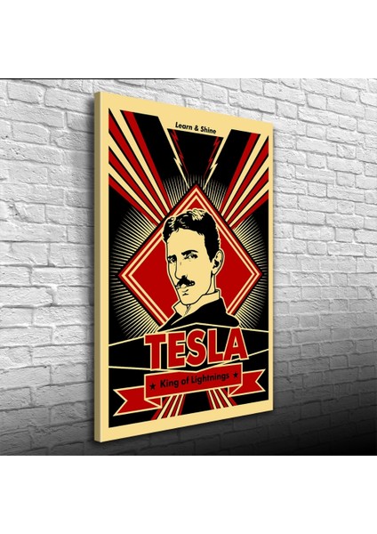 Siyah Kırmızı Tesla Posteri Kanvas Tablo 50 x 70