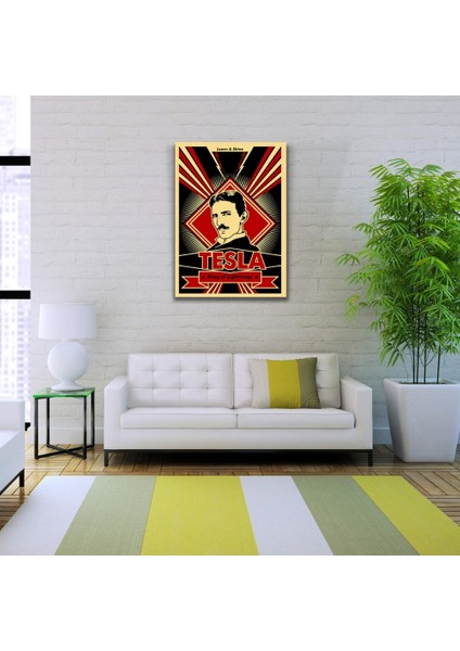 Siyah Kırmızı Tesla Posteri Kanvas Tablo 50 x 70 fiyatları