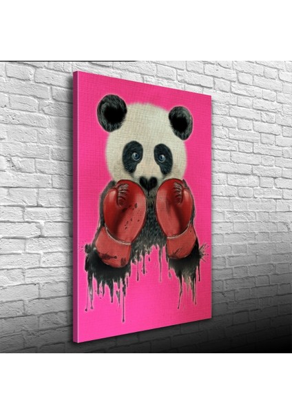 Pembe Arka Plan Boksör Panda Kanvas Tablo 50 x 70