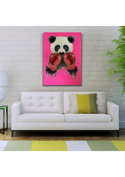 Pembe Arka Plan Boksör Panda Kanvas Tablo 50 x 70 fiyatları