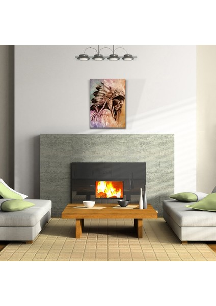 Dekoratif Yaşlı Kızılderili Erkek Portre Kanvas Tablo 50 x 70 fiyatları