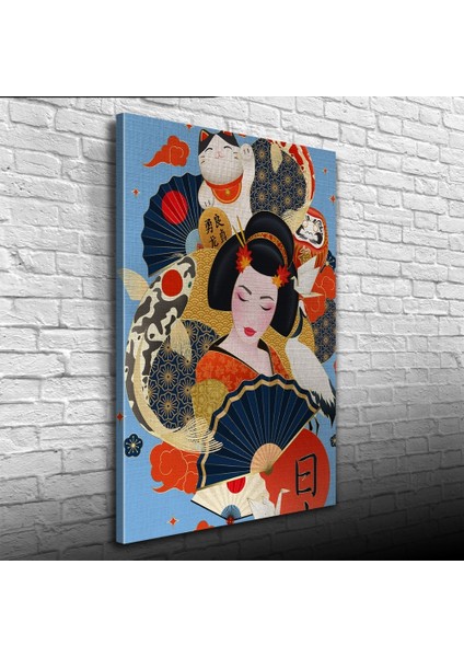 Geleneksel Kıyafetli Japon Kadın Kanvas Tablo 50 x 70