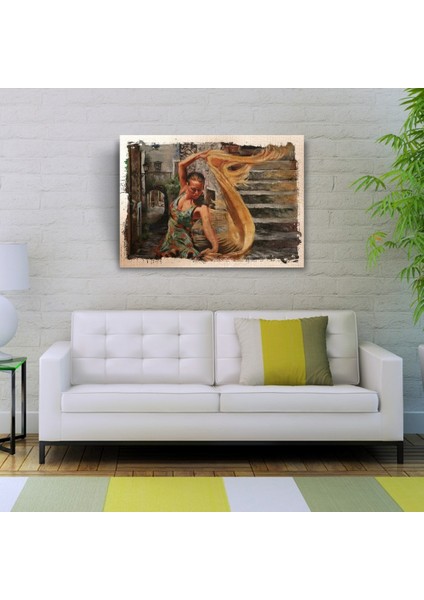 Taş Merdivenlerde Dans Eden Kız Yağlıboya Kanvas Tablo 50 x 70 fiyatları