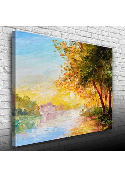 Nehirde Gün Doğumu Yağlıboya Kanvas Tablo 50 x 70