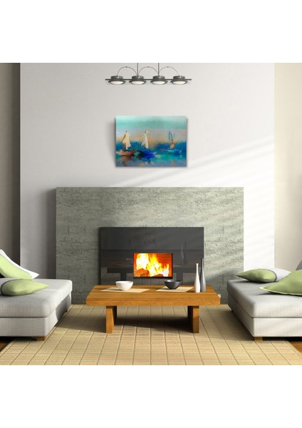 Üç Yelkenli Tekne Yağlıboya Kanvas Tablo 50 x 70 fiyatları