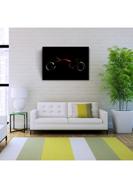 Siyah Fonda Kırmızı Futuristik Motosiklet Kanvas Tablo 50 x 70 fiyatları