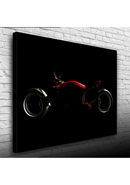 Siyah Fonda Kırmızı Futuristik Motosiklet Kanvas Tablo 50 x 70 modelleri