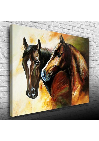Iki At Yağlıboya Kanvas Tablo 50 x 70