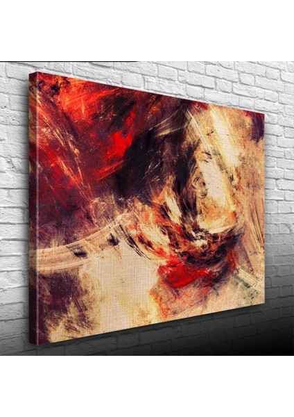 Bej ve Kırmızı Renklerde Soyut Kanvas Tablo 50 x 70