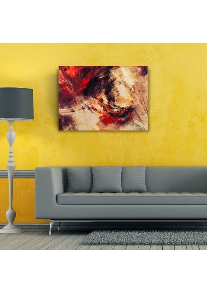Bej ve Kırmızı Renklerde Soyut Kanvas Tablo 50 x 70 fiyatları
