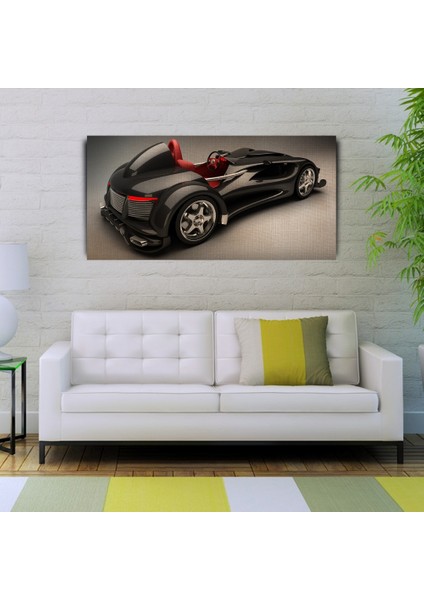 Futuristik , Siyah Spor Araba Kanvas Tablo 60 x 120 fiyatları