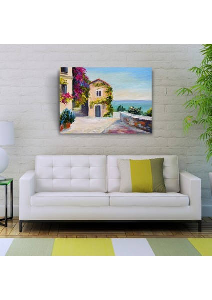 Sahildeki Sarmaşıklı Ev Yağlıboya Kanvas Tablo 50 x 70 fiyatları