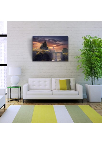 Gün Batımı Köprülü Mistik Şato Kanvas Tablo 50 x 70 fiyatları