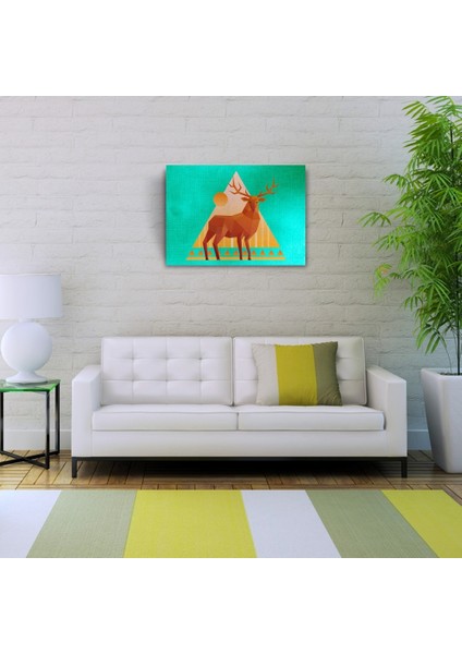 Geyik Figürü, Soyut Çalışma Kanvas Tablo 50 x 70