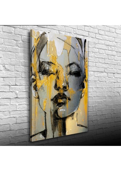Dekoratif Karakalem Soyut Kadın Portresi Kanvas Tablo 50 x 70