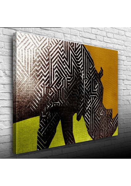 Dijital Efektli Hipopotam Dekoratif Kanvas Tablo 50 x 70 modelleri