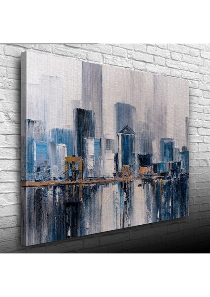 Gökdelenler ile Köprünün Suya Yansıması Yağlıboya Kanvas Tablo 50 x 70 modelleri
