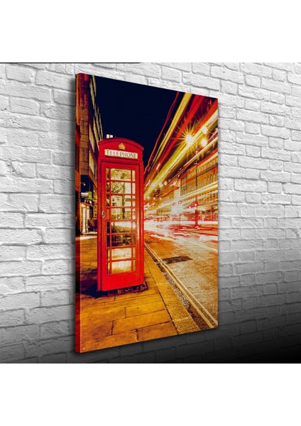 Londra`da Kırmızı Telefon Kulübesi Kanvas Tablo 50 x 70