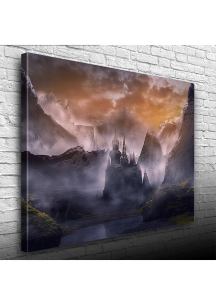 Bulutlar Içinde Mistik Şato Kanvas Tablo 50 x 70