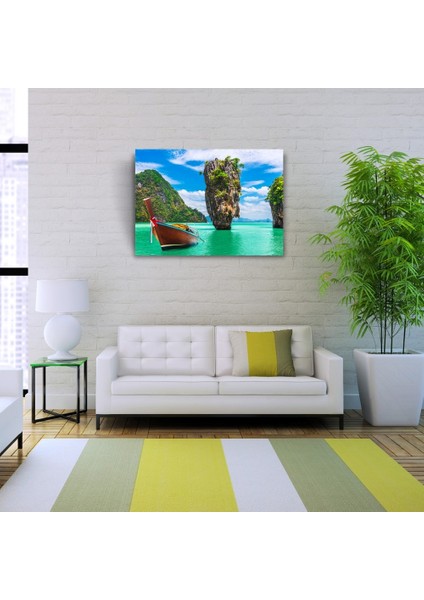 Phuket, Kayık ve Adalar Manzarası Kanvas Tablo 50 x 70 fiyatları