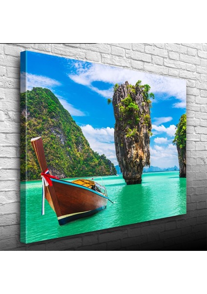 Phuket, Kayık ve Adalar Manzarası Kanvas Tablo 50 x 70 modelleri