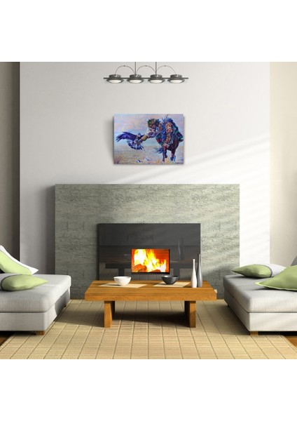 Şahin Ile Avlanan Atlı Yağlıboya Kanvas Tablo 50 x 70 fiyatları