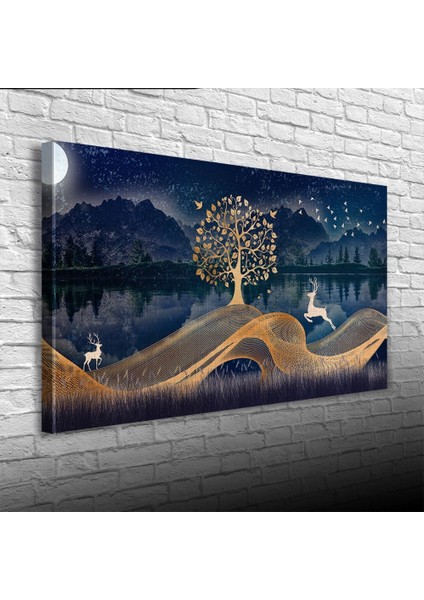 Soyut , Göl ve Dağ Manzarası Kanvas Tablo 60 x 120 modelleri