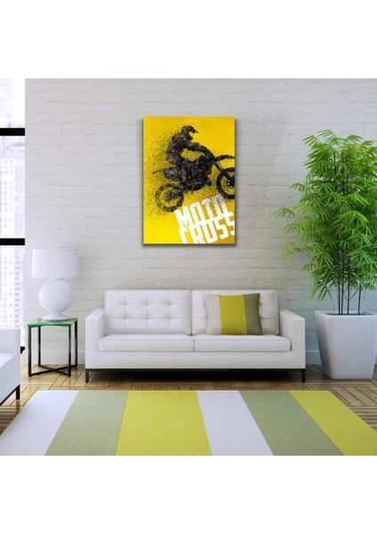Motor Cross Sarı Siyah Tonlarda Poster Kanvas Tablo 50 x 70 fiyatları