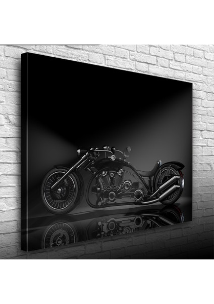 Siyah Futuristik Chopper Motosiklet Kanvas Tablo 50 x 70