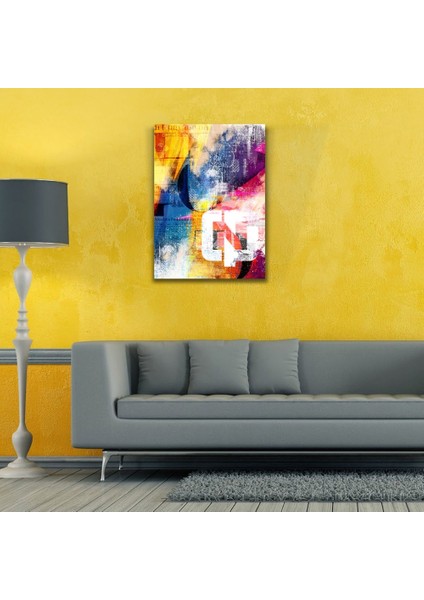 Turuncu Mavi ve Kırmızı Tonlarda Poster Kanvas Tablo 50 X70 fiyatları