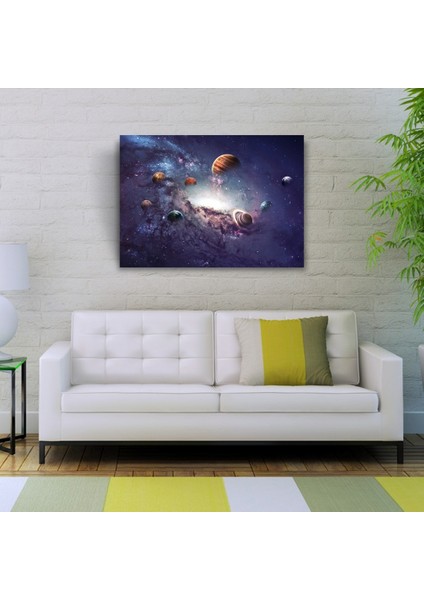 Gezegenler Gri Tonlarda Kanvas Tablo 50 x 70 fiyatları